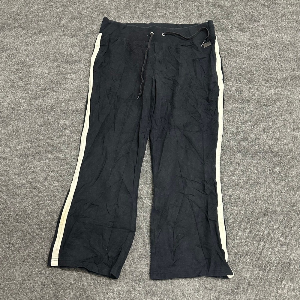 Champion Sweatpants Womens Size L Black Side Stripe Cotton Blend Athletic Casual